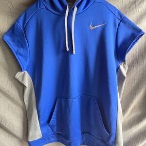Nike Blue and Gray Hoodie with Short Sleeves